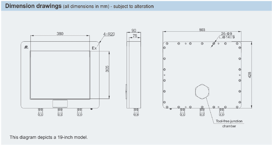 سلسلة BPC-XM شاشة مقاومة للانفجار مدمجة باللمس وتوحيد المعايير الثنائية I°C
