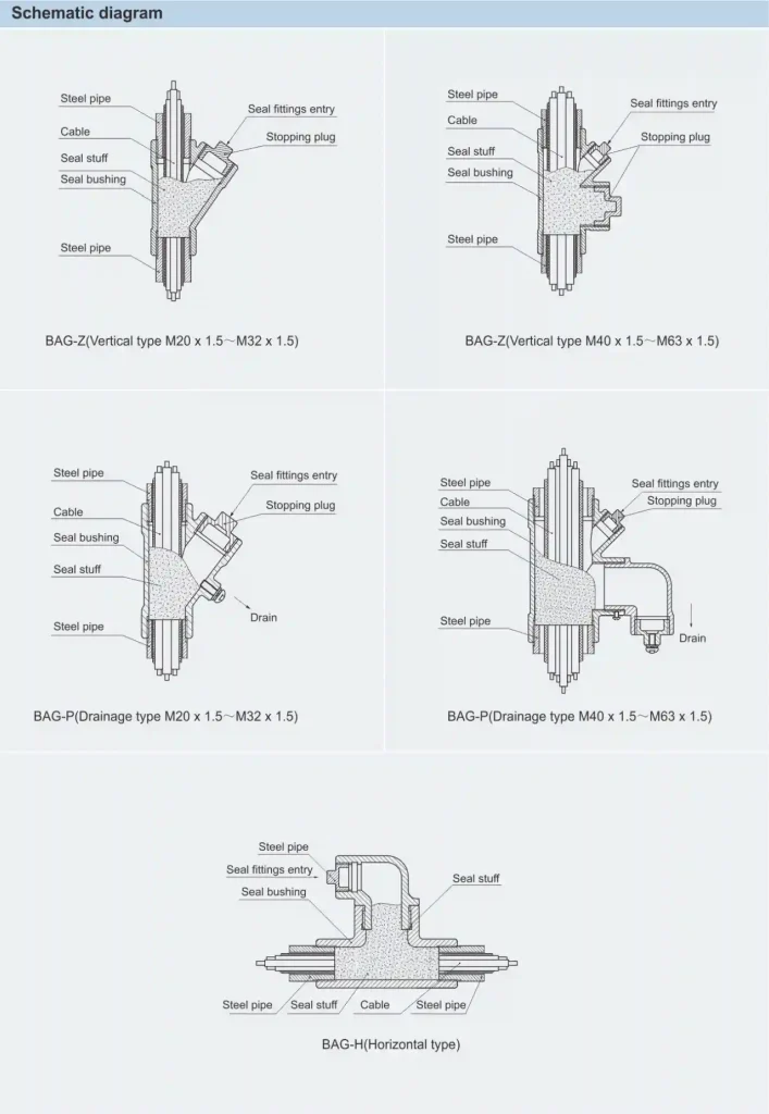 BAG Series Explosion Proof Seal Bushings Protection IP66 Z H P Type