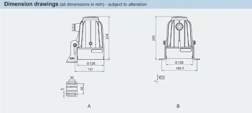 BAK51 Caution Spotlight Fittings