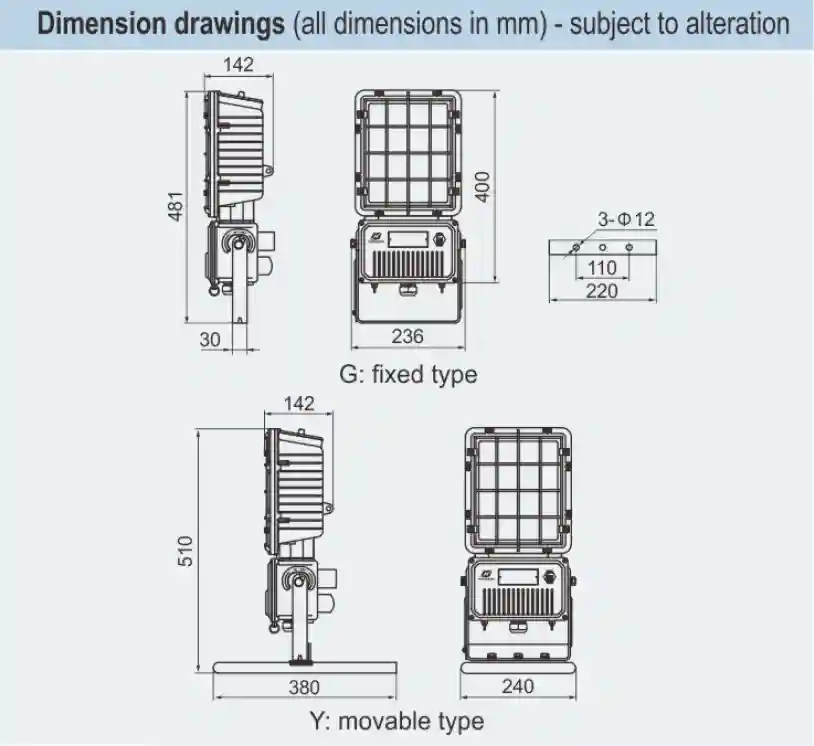 BAT53 серия взрывозащищённых светодиодных прожекторов 70Вт-1000Вт для взрывоопасных зон