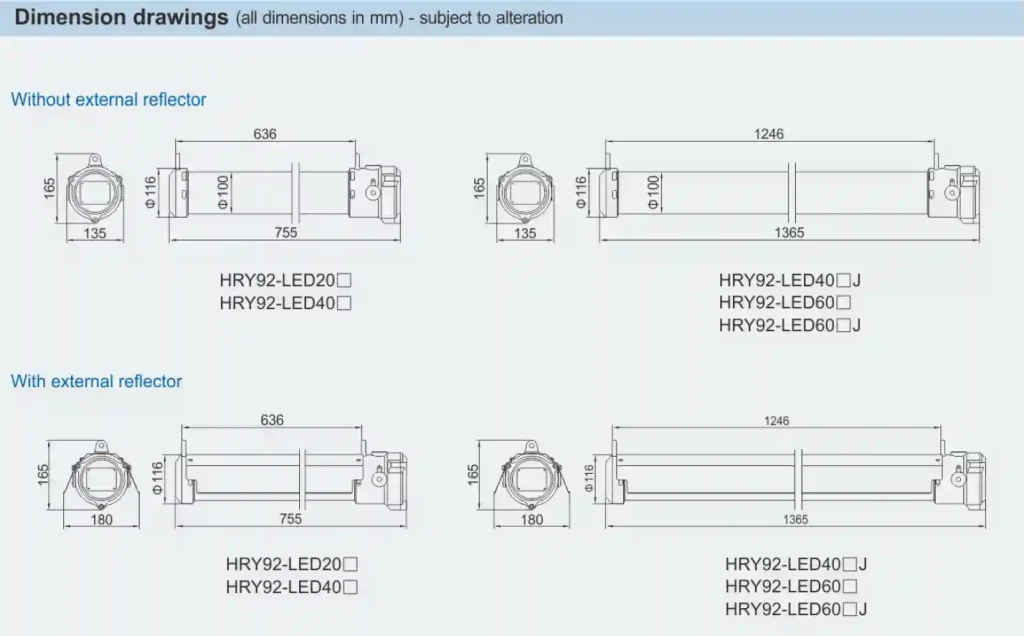 HRY92-LED Series Fluorescent Light Fittings Explosion Proof 20W 40W 60W 5000K