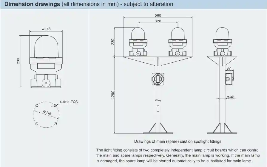 BJD81 Caution Spotlight Fittings