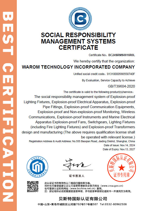 SOCIAL RESPONSIBILITYMANAGEMENT SYSTEMSCERTIFICATE